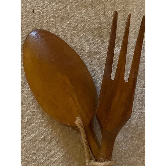 Ceramic Handles Delft Wood salad Set - Picture 6 of 6